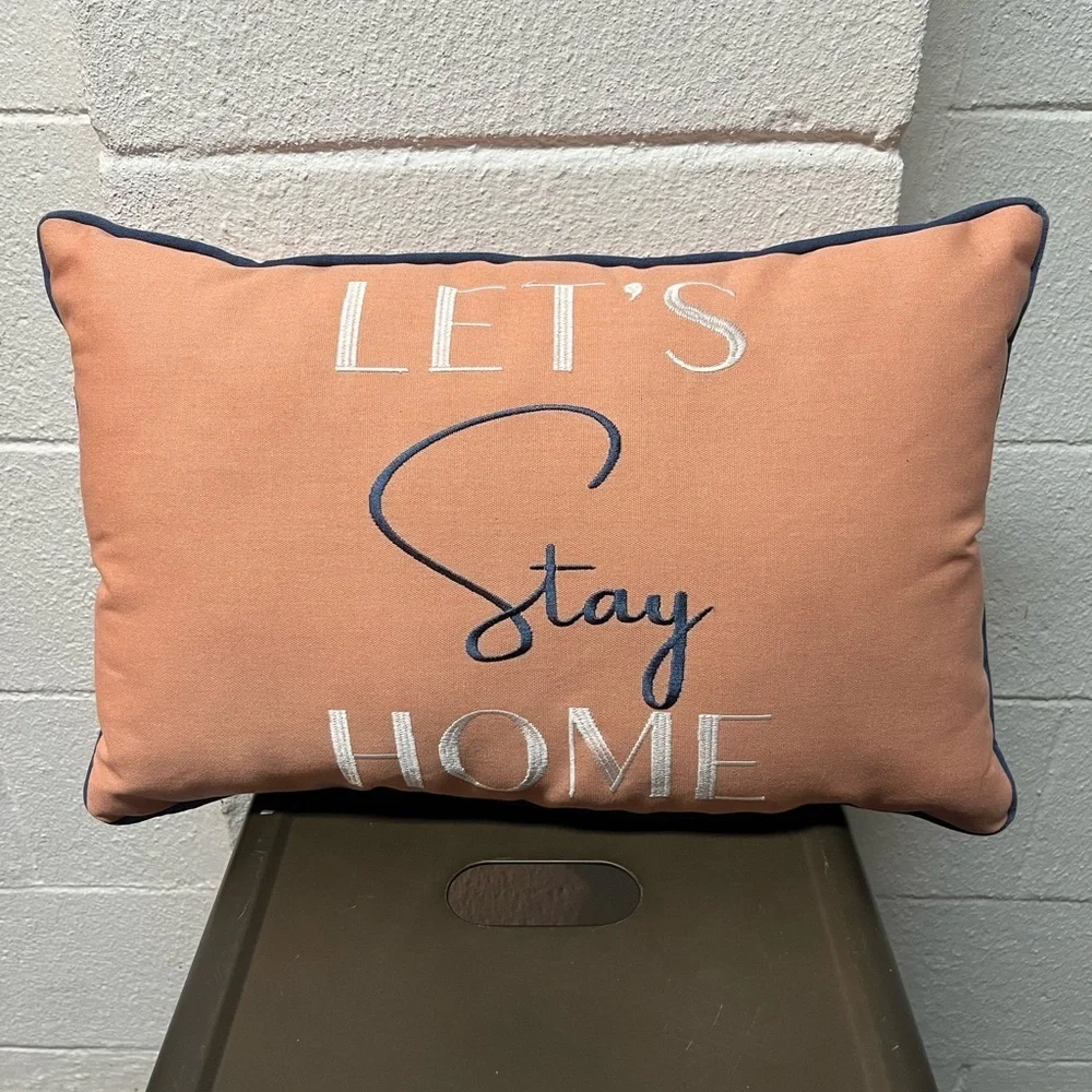 Peach and Blue Decorative Pillow